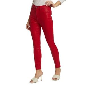 7 For All Mankind Jeans Womens 27 High Waist Ankle Super Skinny Coated Red Pants